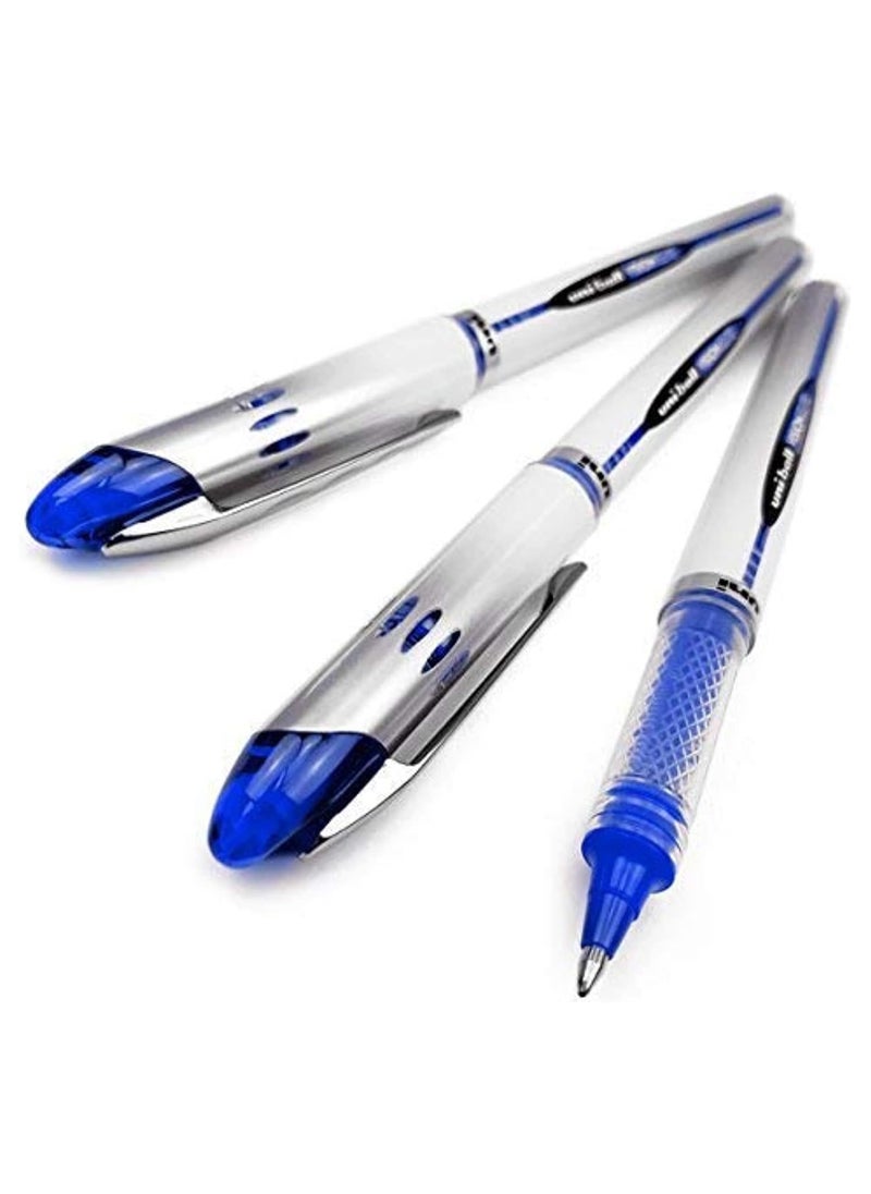 Uniball Uni-Ball Vision Elite UB-200 Liquid Ink Rollerball Pen - Pack of 3 - Blue  - Image 2