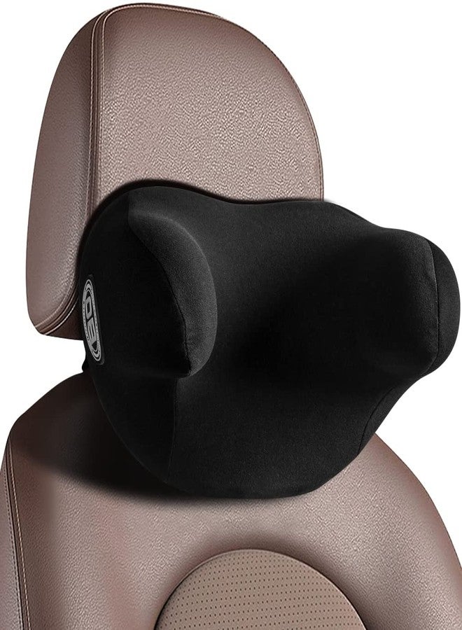 JSCARLIFE Car Headrest Pillow, Memory Foam Neck Support Pillow for Neck Pain Relief U-Shaped Ergonomic Design Soft Travel Pillow for Sleeping and Resting in Car and Office (Black) - Image 1