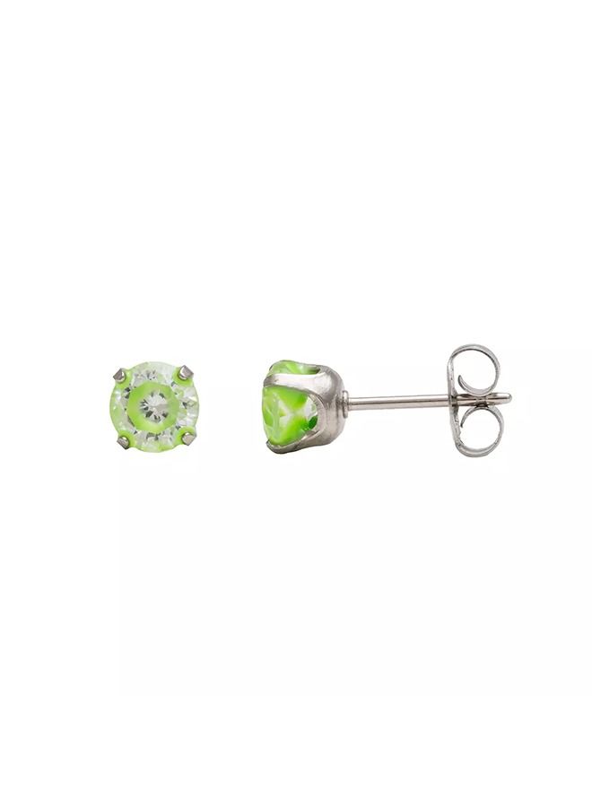 Studex 5MM Cubic Zirconia Neon Green Allergy-Free Stainless Steel Ear Studs - Image 3