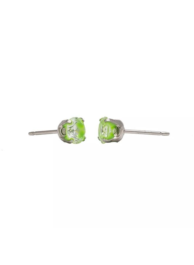 Studex 5MM Cubic Zirconia Neon Green Allergy-Free Stainless Steel Ear Studs - Image 4