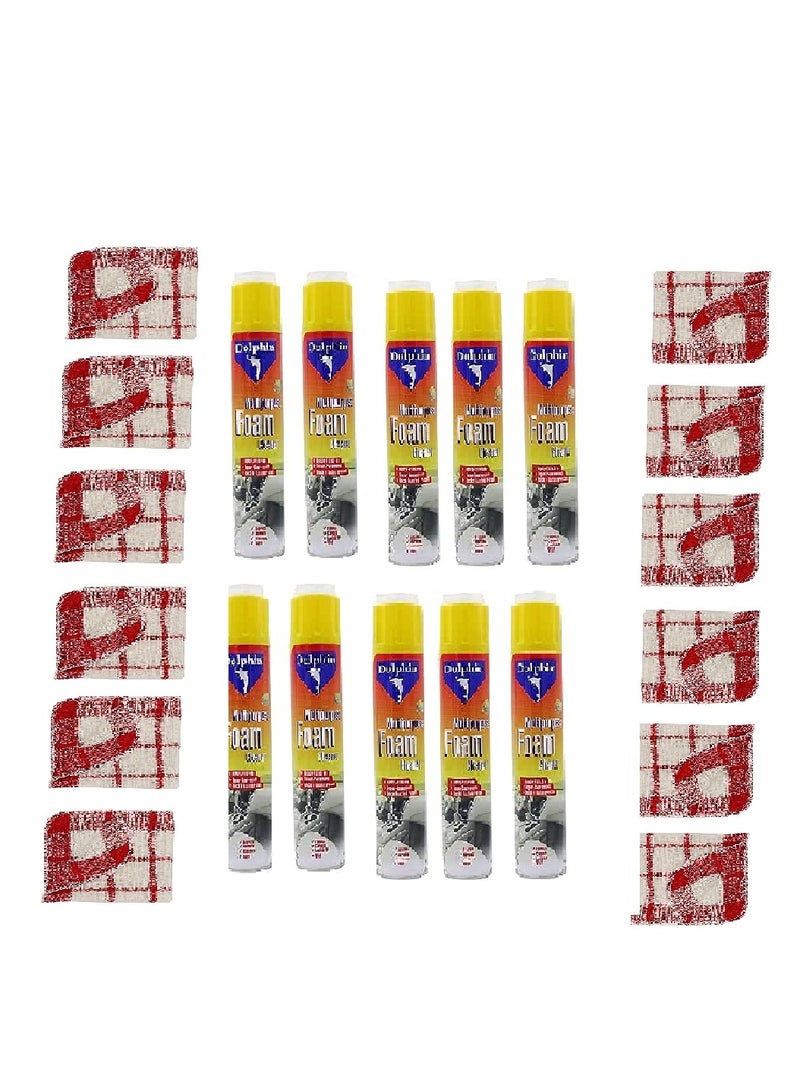 دولفين منظف ​​رغوي متعدد الأغراض من دولفين 650 مل (عبوة من 12 قطعة) مع (12) قطعة قماش تنظيف مجانية - Image 5