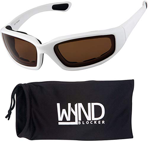 WYND Blocker Polarized Motorcycle & Fishing Floating Sports Wrap Sunglasses (White/PZ Amber Lens) - Image 1