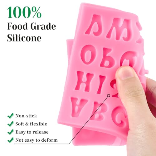 CLUEWR 5 PCS Silicone Letter Molds, Non-Stick Number Rose Flower Butterfly Fondant Molds for Chocolate, Candy, Cake Decoration, Cupcake Topper - Image 3