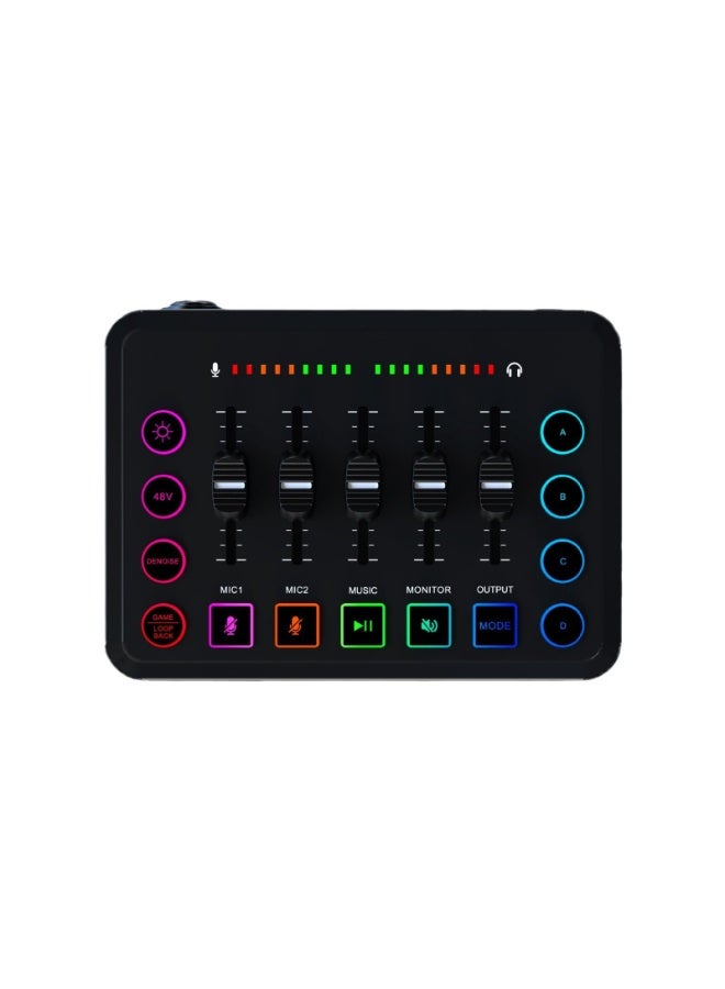 HD Gaming Audio Mixer Rechargeable Audio Interface RGB Mixer with XLR Mic Interface 48V Phantom Power for Podcast/Recording Black - Image 2