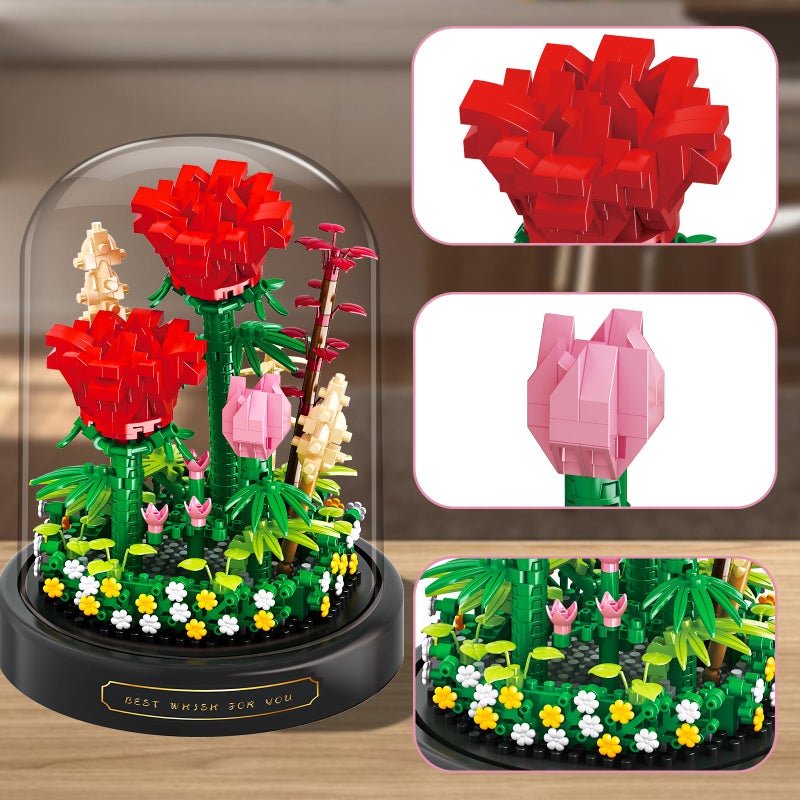 Linkowin Flower Bouquet Building Set - 593PCS Rose Flower Plants for Botanical Collection - Romantic Gift for Mother's Day, Valentine's Day, Women's Day - Image 3