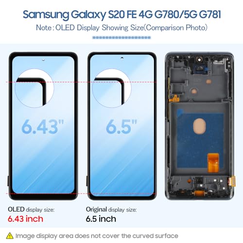 Olivechard S20 FE 4G G780/5G G781 OLED LCD Display +Cloud Navy Frame 6.43" for Samsung Galaxy S20 FE 4/5G LCD Screen Display Replacement Touch Digitizer Assembly Kit sm-g781b/u/u1/w/n/v sm-g780f/g - Image 2