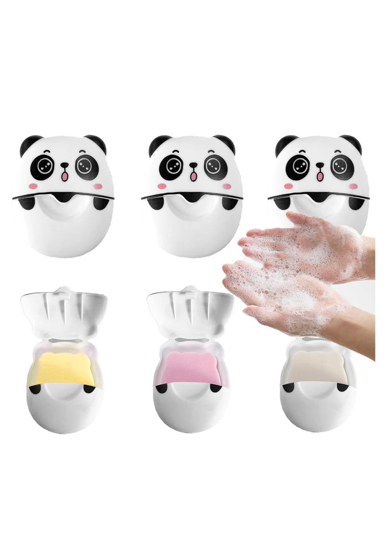 SOLARAE 6 PCS Panda Cute Portable Soap Sheets, Mini Travel Soap Paper Sheets Disposable Water Soluble Hand Washing Bath Scented Paper, Soap for Outdoor Cleaning Foaming Paper Travel, Camping Hiking - Image 1