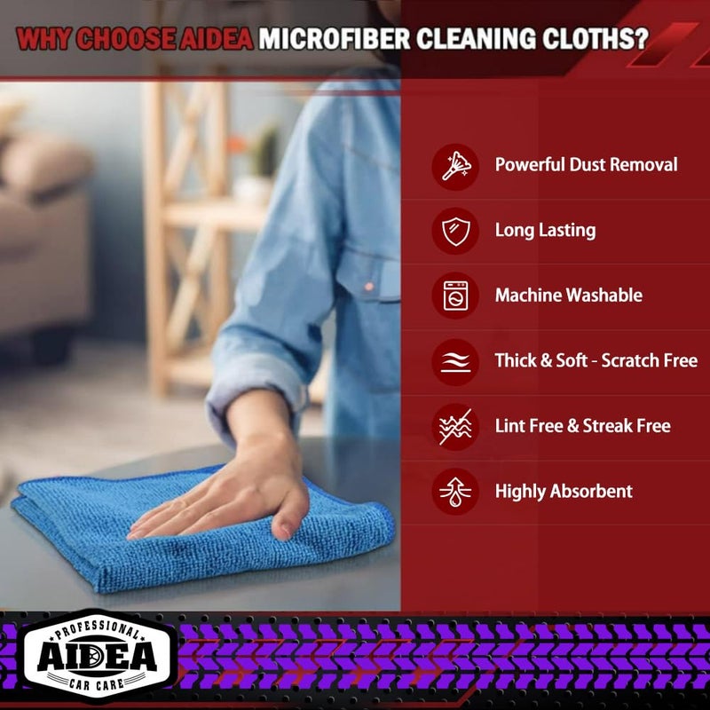 AIDEA Microfiber Cleaning Cloth 20PK, Microfiber Towels for Cars, Dusting Cloth Cleaning Rags for SUVs, House, Kitchen, Window, Workshops, Cleaning Supplies 12"Ã—12" - Image 3
