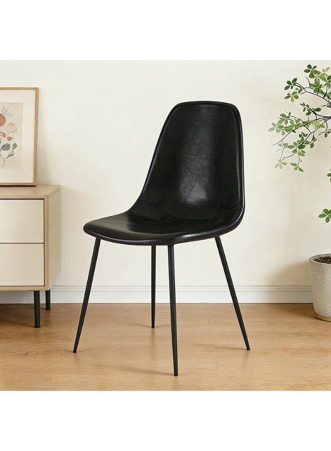 Sinyin Set of 4 Modern Dining Chairs Upholstered PU Leather Kitchen Chairs with Ergonomic Curved Back, Waterproof Faux Leather Seat, Sturdy Metal Legs, Dining Room Chairs for Home Restaurant Cafe, Black - Image 2