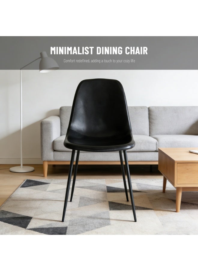 Sinyin Set of 4 Modern Dining Chairs Upholstered PU Leather Kitchen Chairs with Ergonomic Curved Back, Waterproof Faux Leather Seat, Sturdy Metal Legs, Dining Room Chairs for Home Restaurant Cafe, Black - Image 3