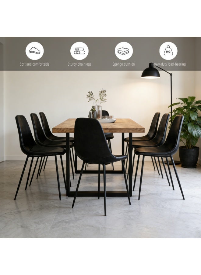 Sinyin Set of 4 Modern Dining Chairs Upholstered PU Leather Kitchen Chairs with Ergonomic Curved Back, Waterproof Faux Leather Seat, Sturdy Metal Legs, Dining Room Chairs for Home Restaurant Cafe, Black - Image 4