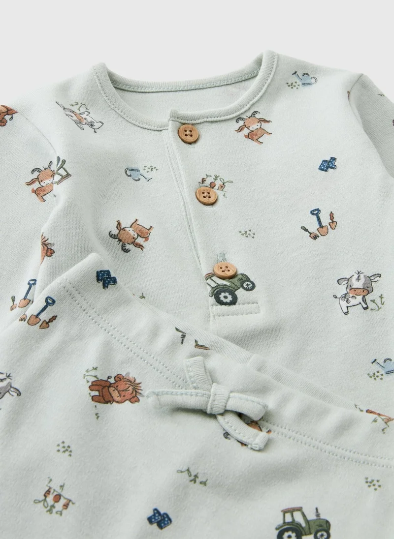Matalan Baby Green Farmer Bodysuit & Leggings Set