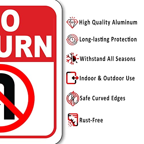 Work House Signs No U-Turn Allowed Aluminum Composite Outdoor Sign - Street, Road, Traffic, Property Posted, No Turnaround Private Driveway, One Way - 8.5" X 10" - Image 2