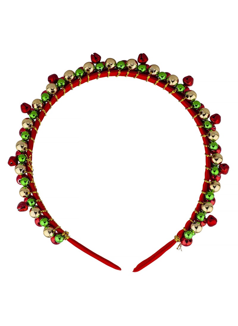 Lux Accessories - LUX ACCESSORIES Red Green Gold Tone Christmas Holiday Bells Fashion Headband - Image 1