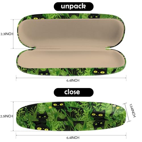 Cabreche Glasses Case Hard Shell Eyeglass Portable Glasses Eyeglasses Holder Box with Cleaning Cloth Women Girls Men Cute-Black Cat - Image 2