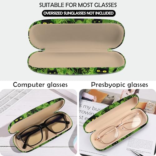 Cabreche Glasses Case Hard Shell Eyeglass Portable Glasses Eyeglasses Holder Box with Cleaning Cloth Women Girls Men Cute-Black Cat - Image 3
