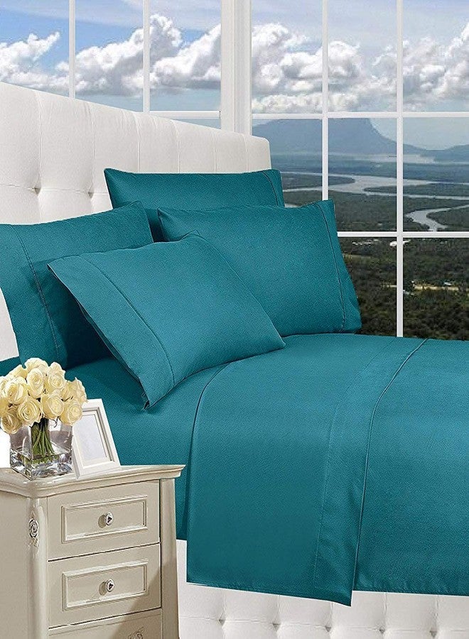 CELINE LINEN Luxury Silky-Soft 1500 Premier Softest Hotel Quality Wrinkle-Free 4-Piece Bed Sheet Set, Deep Pocket up to 16 inch, Queen Turquoise - Image 2