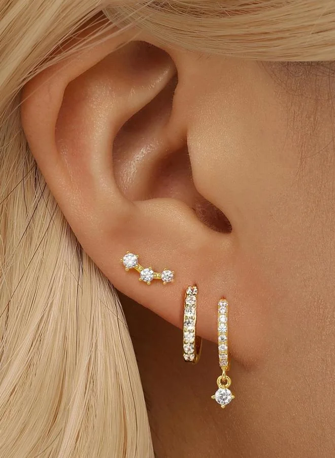 تايك تو طقم أقراط حلقية كريستال - 3 قطع