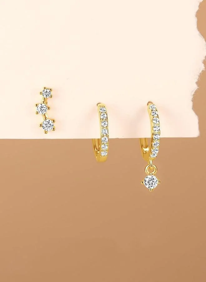 تايك تو طقم أقراط حلقية كريستال - 3 قطع