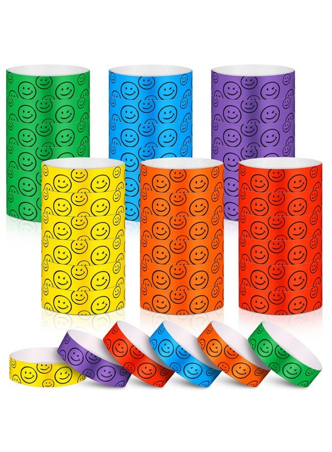 Sratte 600 Pcs Paper Wristbands For Events Colored Waterproof Lightweight Event Wrist Bands Wristbands Smiling Face Variety Pack Adhesive Hand Bands For Clubs Concert Party Playground Parades - Image 1