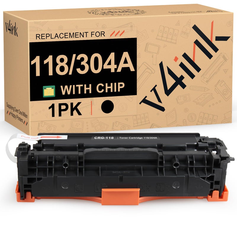 v4ink 1PK خرطوشة حبر معاد تصنيعها بديل لـ Canon 118 CRG118 HP 304A CC530A حبر أسود لطابعة Canon ImageClass MF726Cdw MF8350CDN MF8580Cdw MF8380Cdw LBP7660Cdn
