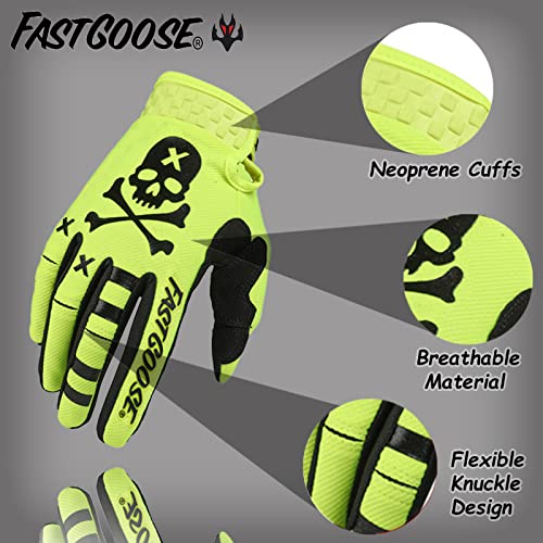 FASTGOOSE Dirt Bike Motocross Gloves - Motorbike Riding Bike Gloves for Off Road Racing & MTB (Fluorescent Green, X-Large) - Image 2