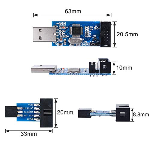 KeeYees 2pcs Downloader Programmer for USBASP for ISP with Cable and 10Pin to 6Pin Adapter Board for 51 for AVR Series Microcontroller - Image 5
