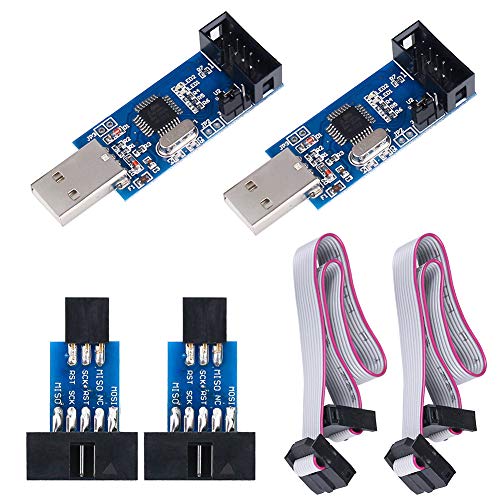 KeeYees 2pcs Downloader Programmer for USBASP for ISP with Cable and 10Pin to 6Pin Adapter Board for 51 for AVR Series Microcontroller - Image 1