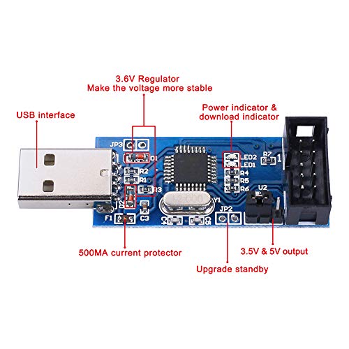 KeeYees 2pcs Downloader Programmer for USBASP for ISP with Cable and 10Pin to 6Pin Adapter Board for 51 for AVR Series Microcontroller - Image 3