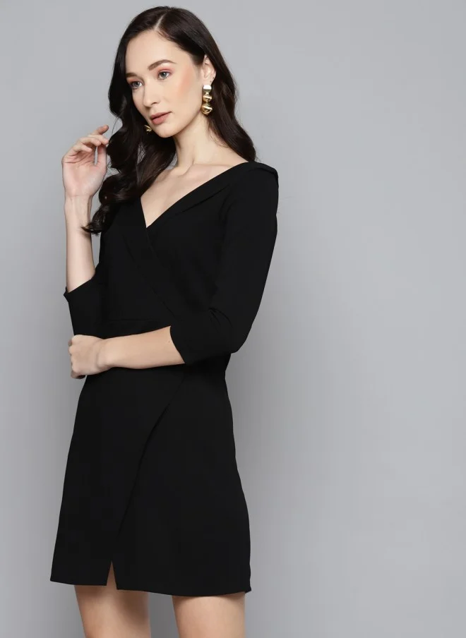SASSAFRAS Black A-Line Skater Dress for Women
