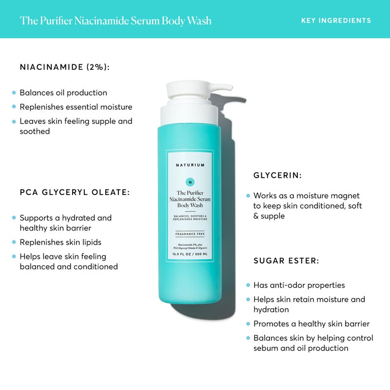 NATURIUM غسول الجسم سيروم نياكيناميد من ناتوريوم، جل-سيروم للتنظيف والترطيب، مختبر من قبل أطباء الجلد، خالي من البارابين والقسوة، 16.9 أونصة - Image 3