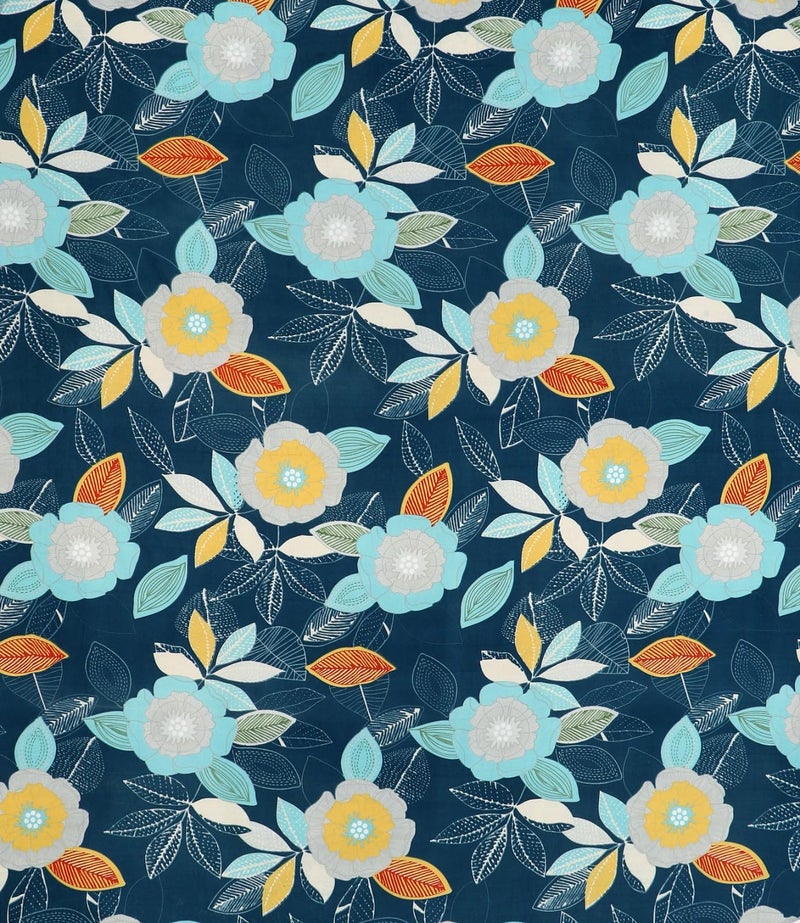 DECORUM 144 TC Fitted Elastic Printed Bedsheet with 2 Pillow Cover (Blue Multi Flower) - Image 4