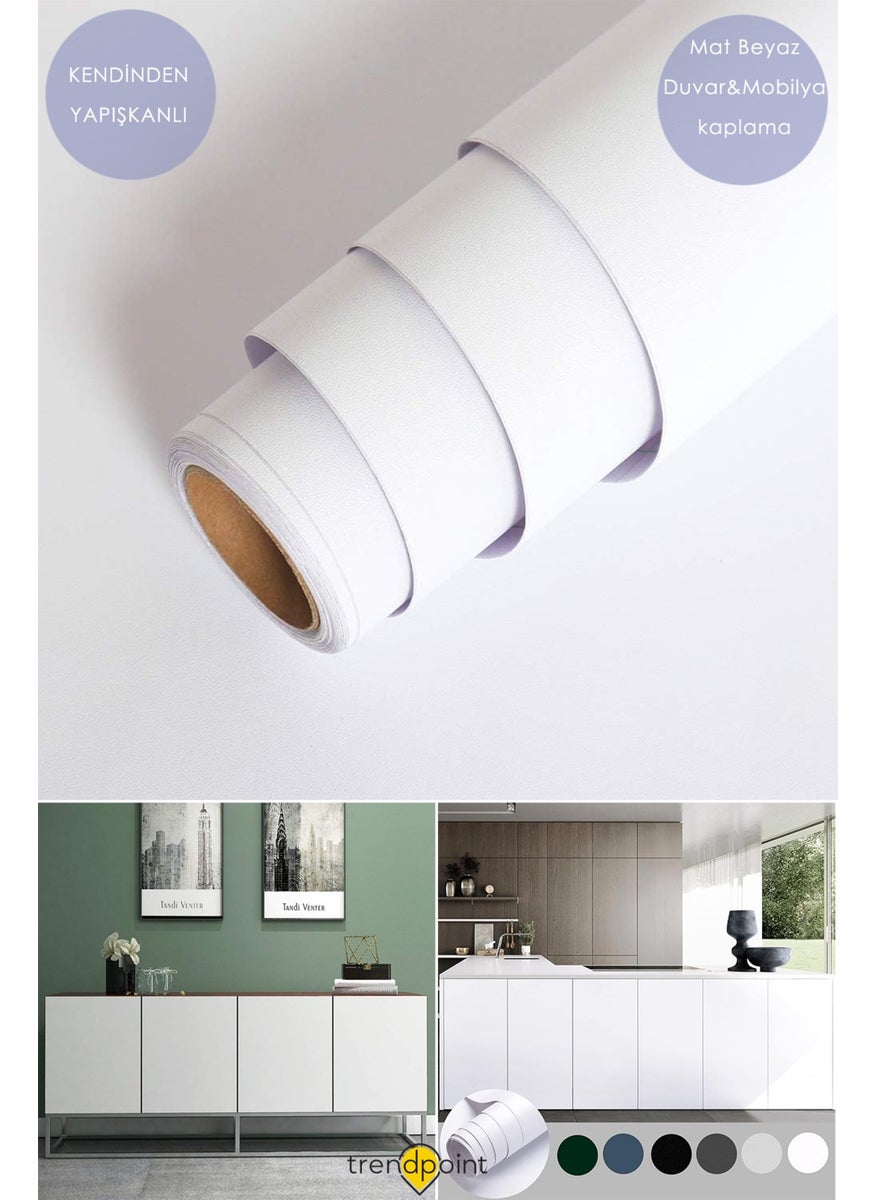 Trendpoint Self-Adhesive 60CM×300CM Matte White Wallpaper Kitchen Countertop Cabinet Table Covering  - Image 2