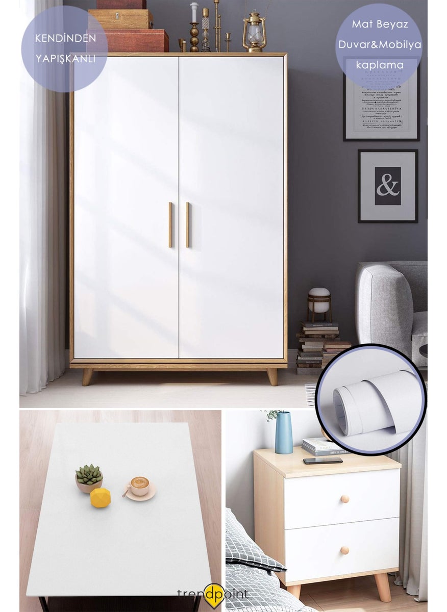 Trendpoint Self-Adhesive 60CM×300CM Matte White Wallpaper Kitchen Countertop Cabinet Table Covering  - Image 3