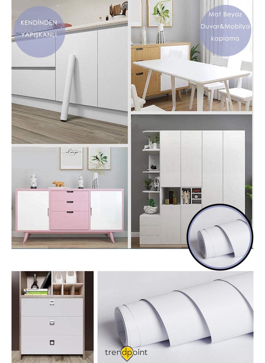 Trendpoint Self-Adhesive 60CM×300CM Matte White Wallpaper Kitchen Countertop Cabinet Table Covering  - Image 4