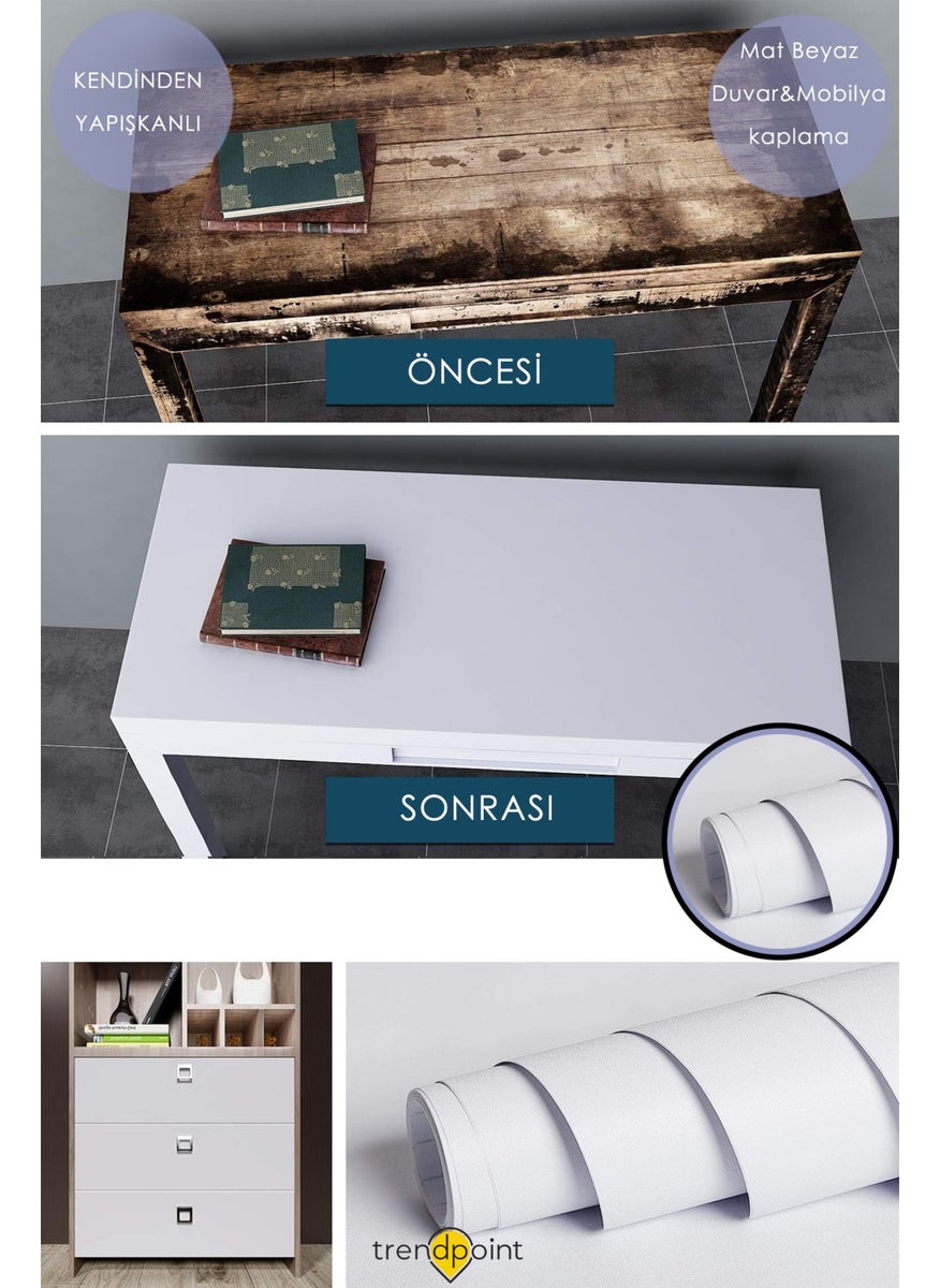 Trendpoint Self-Adhesive 60CM×300CM Matte White Wallpaper Kitchen Countertop Cabinet Table Covering  - Image 5