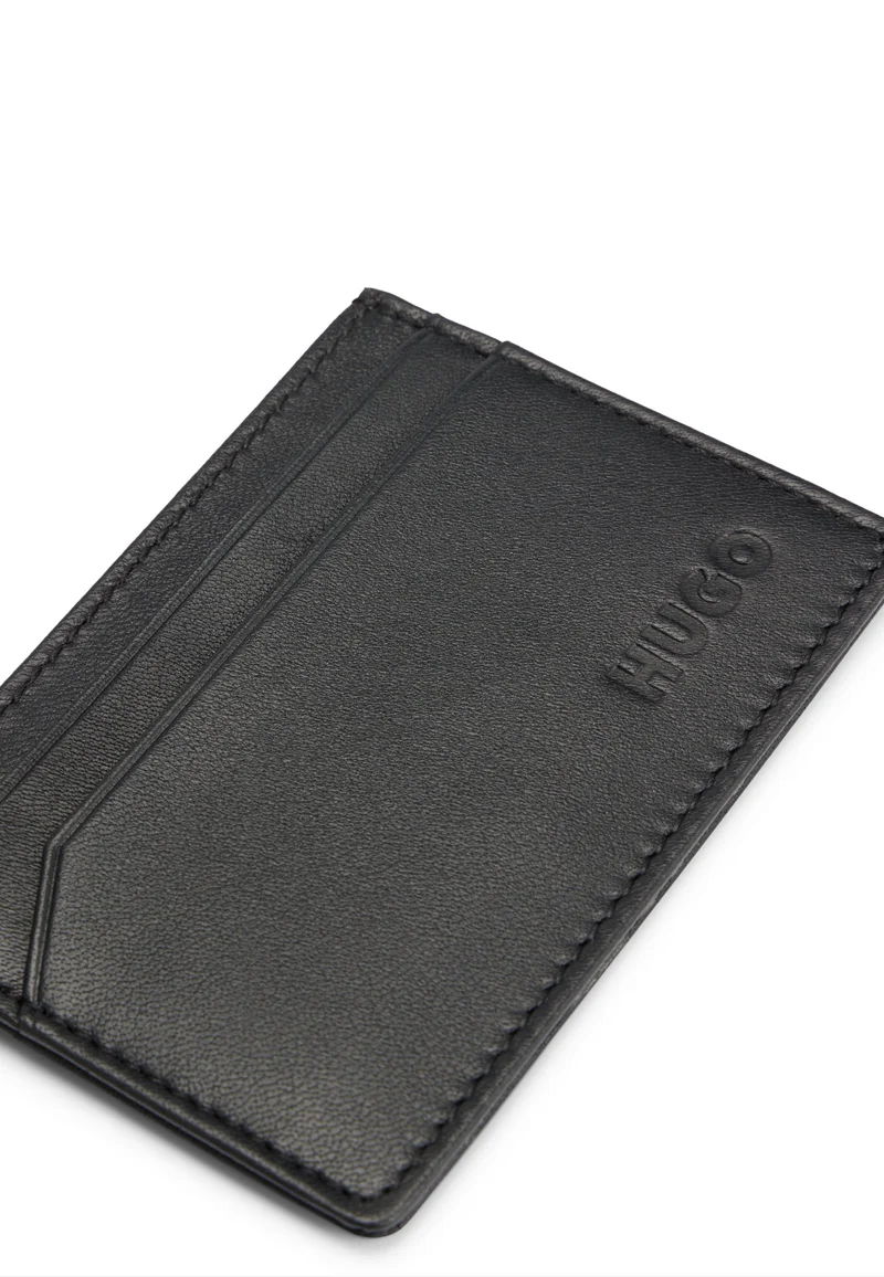 HUGO Leather card holder with logo