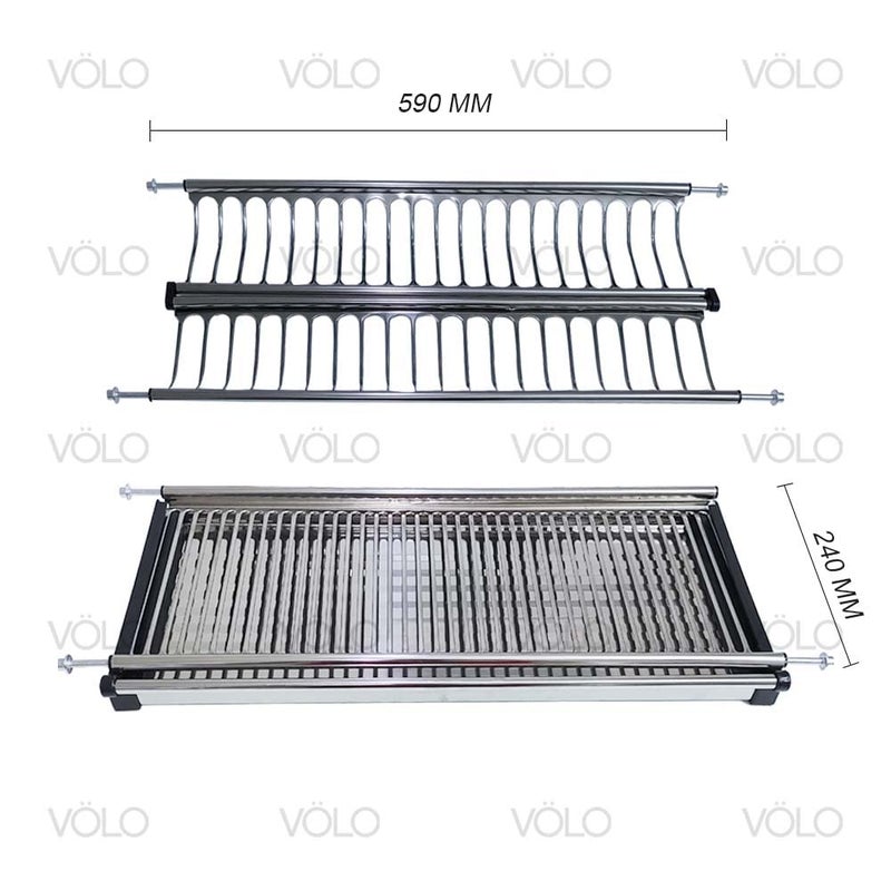VOLO Stainless Steel Dish Plate Rack Drainer for Kitchen, Cabinet Width GTPT 60cm (600 mm) X 10 Inch, Set of 3pcs - Image 4