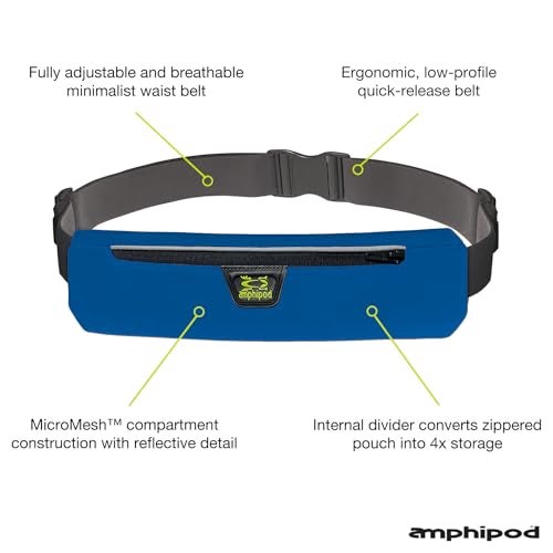 Amphipod AirFlow MicroStretch Plus Belt UltraLight Minimalist Runners Waist Pack Bag for Running Walking Men Women BlueSilver XL - Image 3