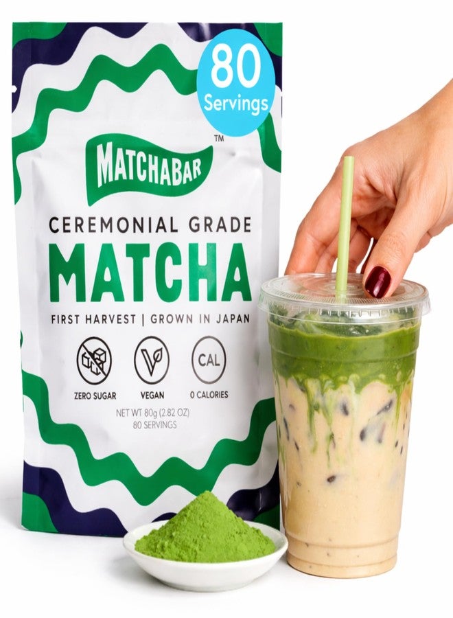 Matchabar Matcha Powder (80g) - Ceremonial Grade Authentic Japanese Matcha Green Tea Powder - Matcha Green Tea Powder Harvested in Japan - Matcha Tea Powder Latte - Zero Sugar, Vegan & 0 Calories - Image 1
