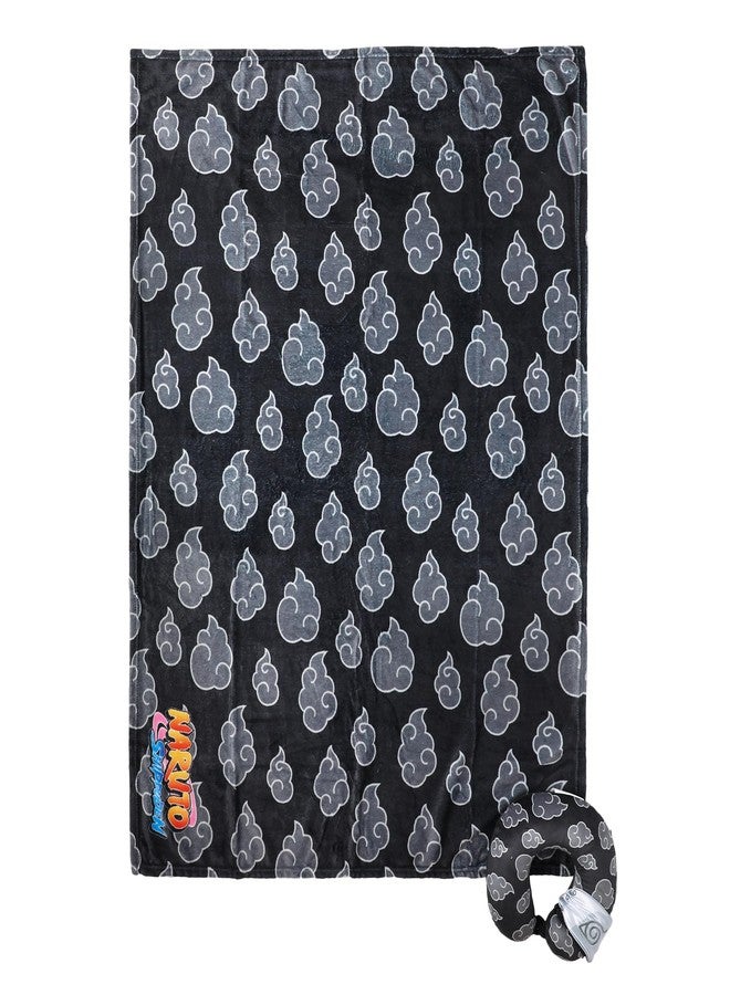 Bioworld مجموعة وسادة عنق للسفر من بي وورلد ناروتو مع قناع عين وبطانية - 3 قطع باللون الرمادي - Image 1