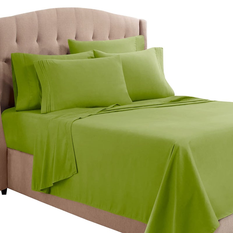 clara clark Queen Sheets  6 Piece Set - Hotel Luxury Sheets for Queen Size Bed  Super Soft Bedding Sheets & Pillowcases  Queen Size Sheets  calla green