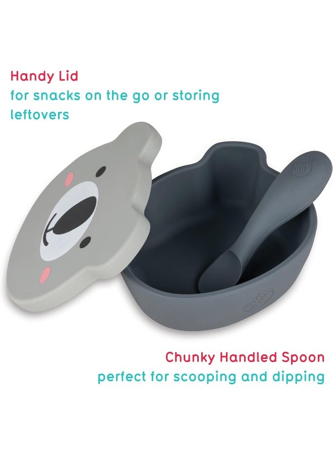 TUM TUM 6m+ Baby & Toddler Stay Put Suction Bowl with Lid & Spoon - Image 2