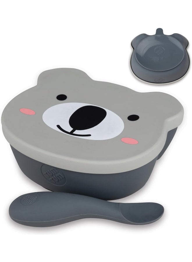TUM TUM 6m+ Baby & Toddler Stay Put Suction Bowl with Lid & Spoon - Image 1