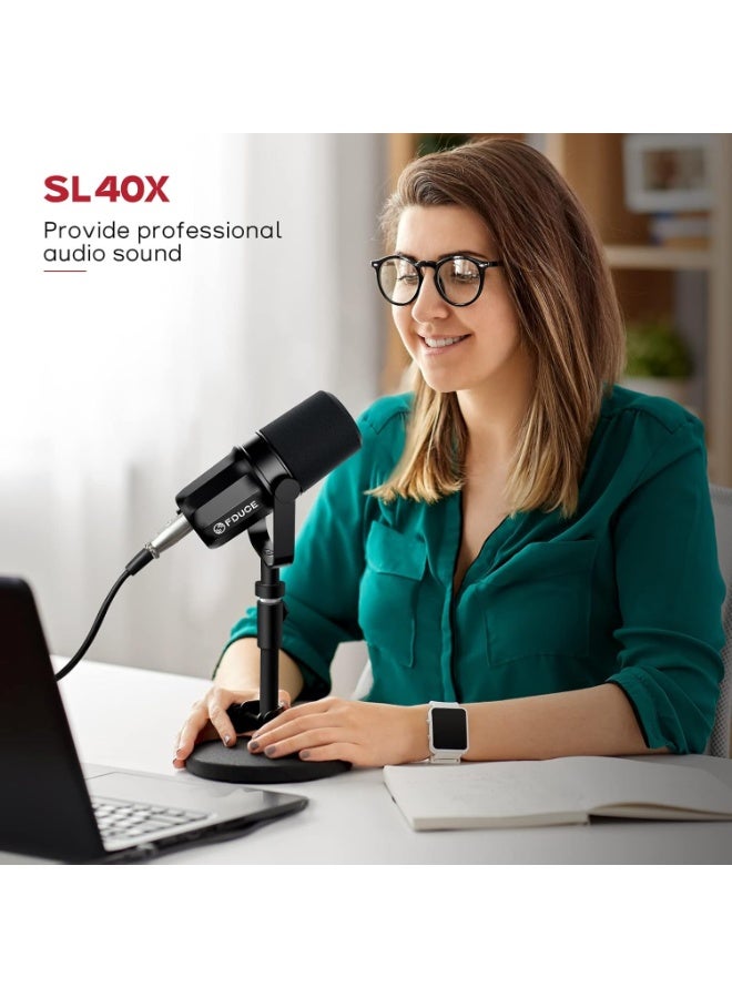 FDUCE ميكروفون ديناميكي FDUCE SL40X XLR للتسجيل الصوتي والبودكاست والألعاب والبث المباشر - معدني بالكامل، أسود - Image 5