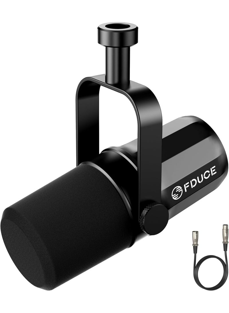 FDUCE ميكروفون ديناميكي FDUCE SL40X XLR للتسجيل الصوتي والبودكاست والألعاب والبث المباشر - معدني بالكامل، أسود - Image 1