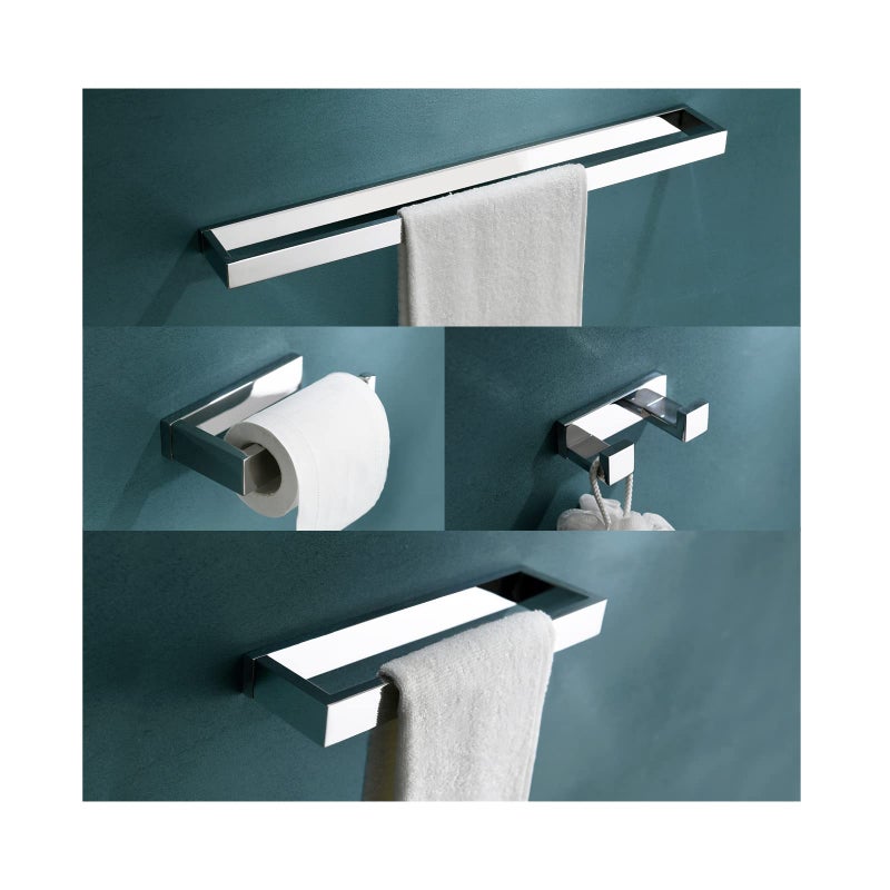 TNOMS 4Pieces Bathroom Hardware Set Polished Chrome Towel Bar Set Wall Mounted Stainless Steel Bathroom Hardware Accessories Set 236 inch