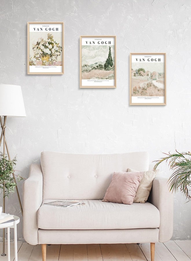 HesenDot Van Gogh High Framed Wall Art Set of 3, 12x16in Neutral Floral Canvas Prints, Abstract Landscape Artwork for Living Room Bedroom Gallery Office Home Décor - Image 5