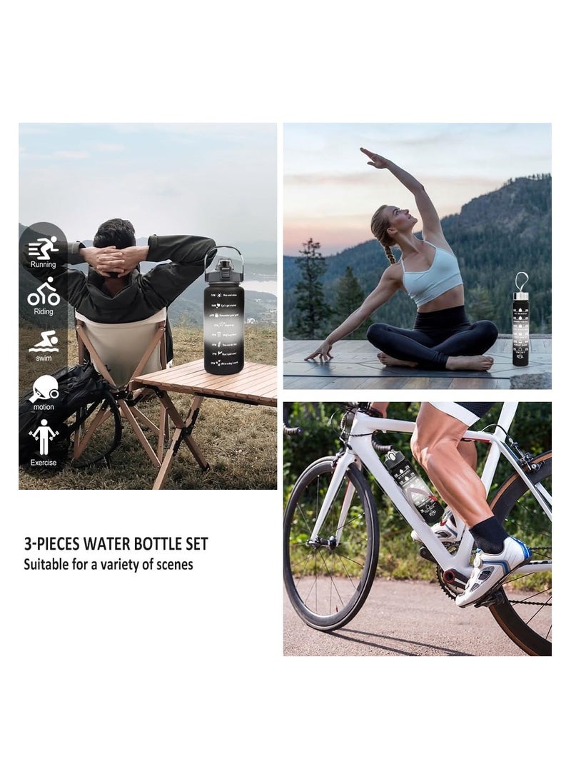 Generic Sports Water Bottles Set of 3 (2000ml + 900ml + 300ml) - BPA-Free Motivational Water Bottles with Time Capacity Markers - Large Gym Cycling Water Jug for Kids, School, Outdoor, and Fitness - Image 3