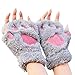 Himine Cat Claw Bear Paw Fingerless Winter Plush Gloves 1Pair Grey - Image 2